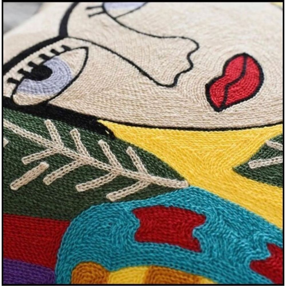 Embroidered Frida Flower and Parrot Throw Pillow Cover Frida Kahlo Self …